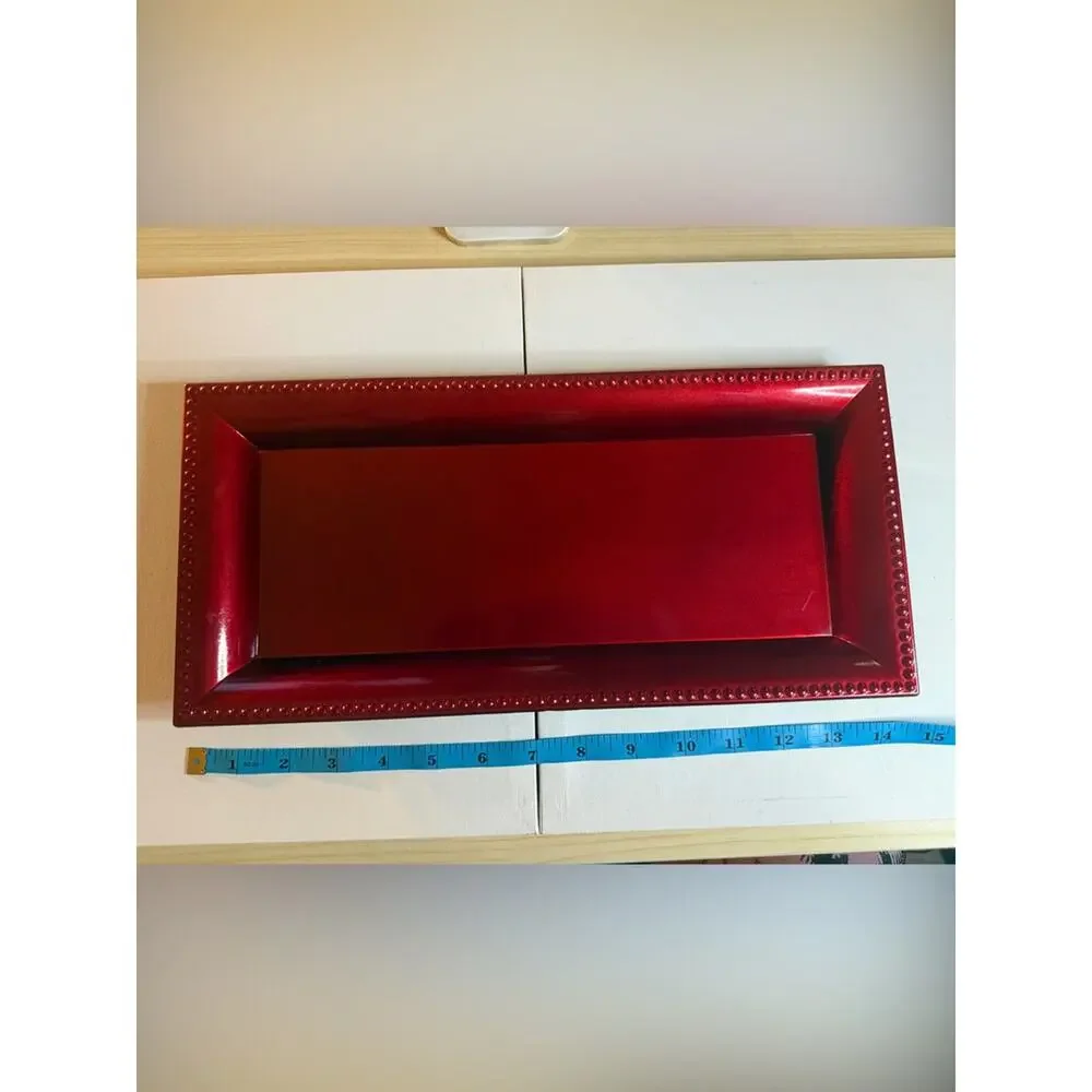 Red Decorative Rectangular Serving Tray - Home Bath